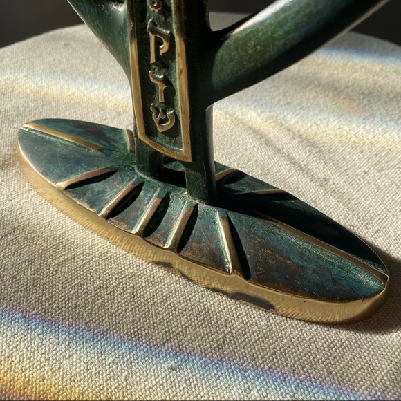 {SOLD} Mid-century Modern Brass Candelabra Menorah - Picture 5 of 12